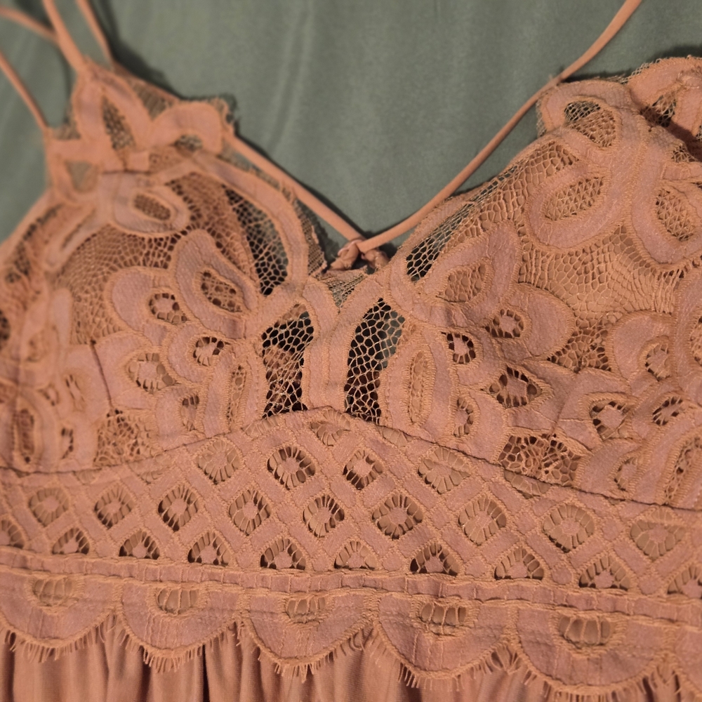 Zenana Outfitters Lace Detail Chemise in Tan